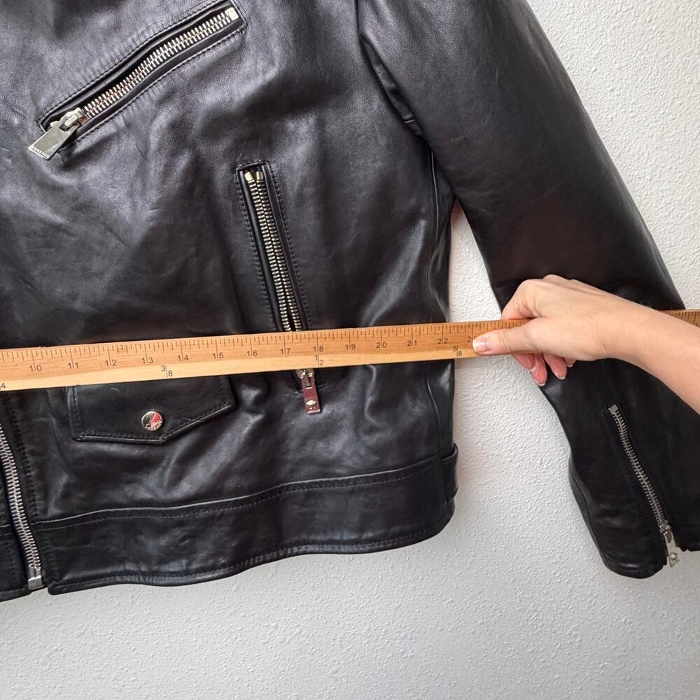 Versace Black Leather Moto Biker Jacket Men L - Picture 16 of 16